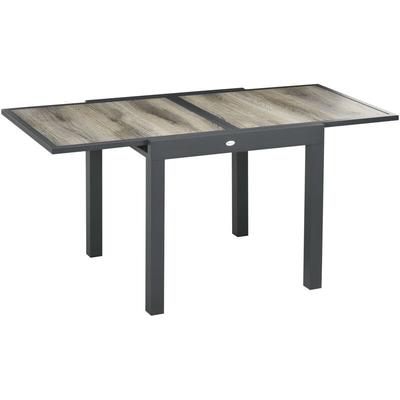 Gartentisch, ausziehbar, pflegeleicht, Aluminiumrahmen, Holzoptik, 160 x 80 x 75 cm - Beige+Grau