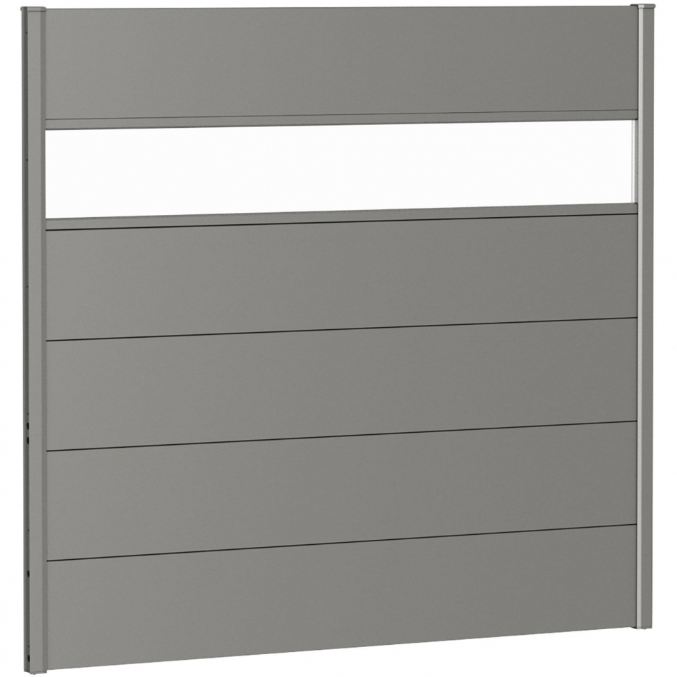 Biohort Sichtschutzzaun Wandpaneel mit Acrylglas quarzgrau-metallic Sichtschutz Steckzaun Lamellenzaun, 150x135 cm Image