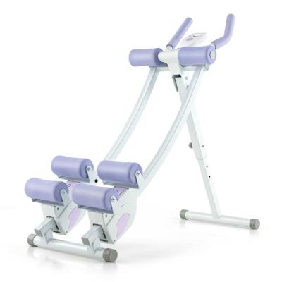 Costway Ab Machine with LCD Monitor and 4 Adjustable Heights-Purple