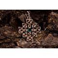 Celtic Knot Cross Necklace/ Solid Gold Irish Pendant/ Knot Emerald Jewelry/ Irish Gold Emerlad Pendant