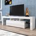 Modern White TV Stand 20 Colors LED TV Stand w/Remote Control Lights