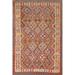 Reversible Geometric Kilim Area Rug Hand-Woven Oriental Wool Carpet - 5'6" x 8'0"