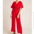 Anthropologie Pants & Jumpsuits | Harlyn Red Front Twist Jumpsuit | Color: Red | Size: M