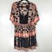 Free People Dresses | Free People Black Floral Lace Boho Printed Flutter Sleeve Flowy Tunic Dress | Color: Black/Pink | Size: S