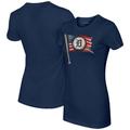Women's Tiny Turnip Navy Detroit Tigers Baseball Flag T-Shirt