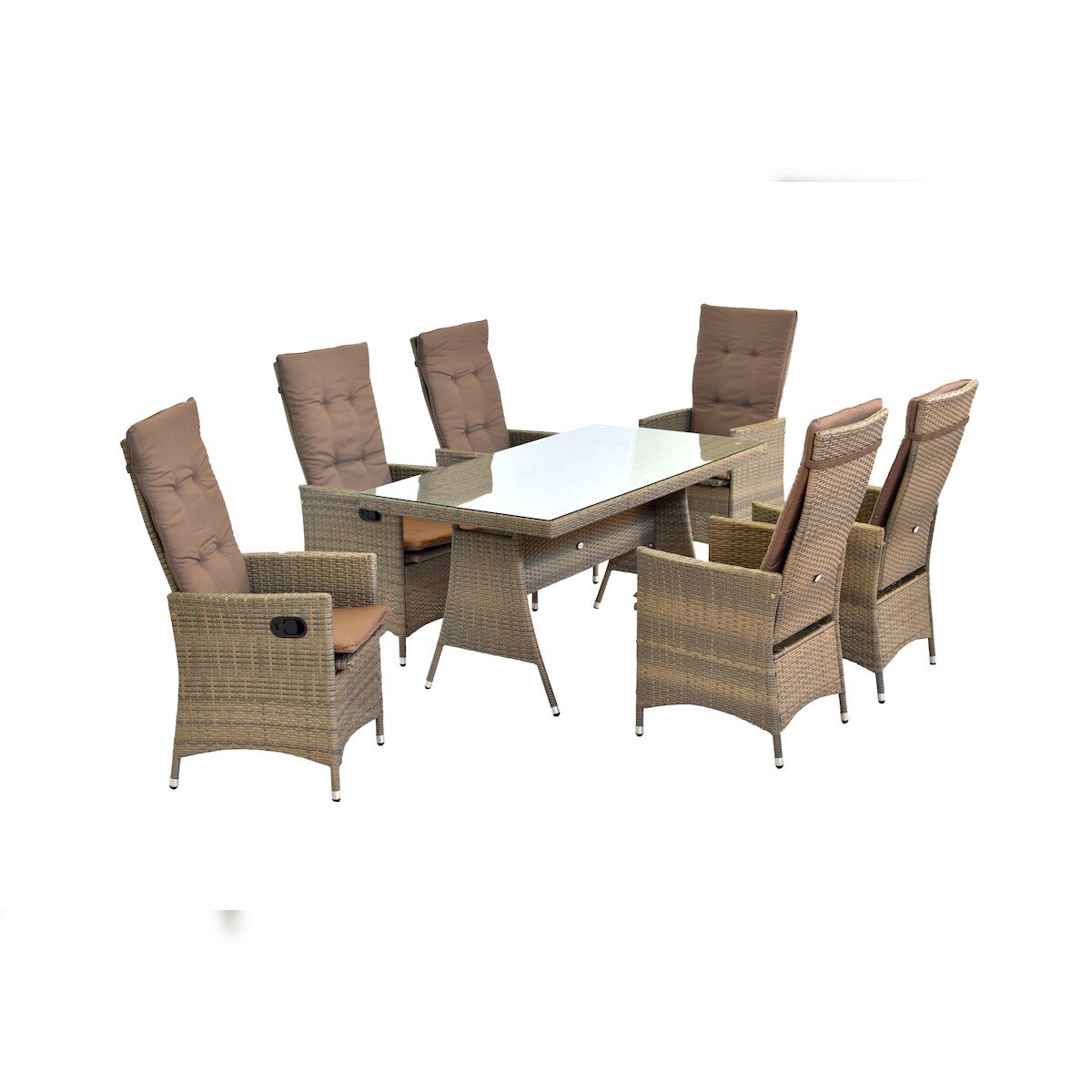 Merxx Valencia Set 13tlg., 6 Sessel, 1 Tisch 150 x 80 cm, Stahl/Kunststoffgeflecht Image