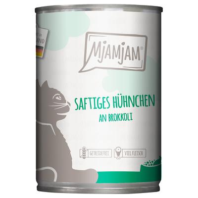 Sparpaket: 24x400g MjAMjAM saftiges Hühnchen an Brokkoli Katzenfutter nass