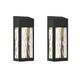 LampLust Solar Sconce Lights Outdoor - 2 Pack, Battery Included, Black Metal with Water Glass, Dusk to Dawn Sensor, Warm White, Decorative Solar Lights for Fence, Patio, Garage or Pool Enclosure