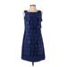 Adrianna Papell Casual Dress - A-Line: Purple Print Dresses - Women's Size 4