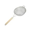 Thunder Group SLSTN5210 10" Strainer w/ Double Fine Mesh & Wooden Handle, Stainless Steel, Flat Handle, Silver