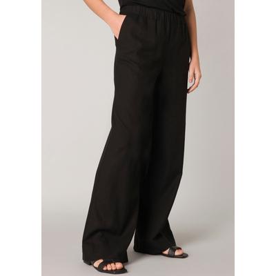 Leinenhose BASE LEVEL "Yul", Damen, Gr. 44, N-Gr, schwarz, Web, Obermaterial: 55% Leinen, 45% Viskose, unifarben, casual, lässig geschnitten lang, Hosen, mit elastischem Bund, Topseller Image