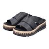 Pantolette RIEKER, Damen, Gr. 42, schwarz, Lederimitat, modisch, Schuhe, Keilabsatz, Sommerschuh, Schlappen mit Juteumrahmung, Topseller