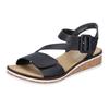 Riemchensandale RIEKER, Damen, Gr. 39, schwarz, Lederimitat, elegant, Schuhe, Sommerschuh, Sandalette, Keilabsatz, mit asymmetrischem Riemchen