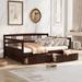 Full Size Wood Daybed Bed with Two Drawers and Slats for Bedroom or Living Room