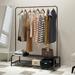 Clothing Garment Rack with Shelves, Metal Cloth Hanger Rack Stand Clothes Drying Rack