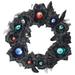 Pre-Lit Floral and Eyeball B/O Halloween Wreath - 15" - Black and Blue