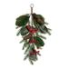 22" Green and Red Holiday Berry Christmas Teardrop Swag, Unlit