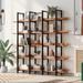 Industrial Style 5-Tier Cross Design Bookcase Home Office Open Bookshelf, Vintage Industrial Style Shelf, MDF Board