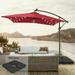 CHYVARY 8.2x8.2ft LED Outdoor Patio Offset Hanging Cantilever Umbrella W/Base for Deck Poolside and Patio Red