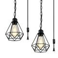 Plug in Chandelier Hanging Pendant Lights Plug in Ceiling Light Fixtures 2 Pack Black with 20-FT Cord Pendant Lighting for Kitchen Hallway