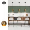 Savonnerie Modern 1-Light Black Gold Metal Globe Kitchen Island Pendant Light for Dining Room - 5.5 Dia x 7.5 H