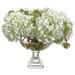 AllState Floral WF9313-WH-GR 17 x 21 x 21.5 in. Hydrangea & Sedum Arrangement in Footed Glass Vase White & Green