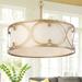 Modern Farmhouse 3-light Dining Drum Chandelier Pendant Lights with Fabric Shade - D17.5 x H 14