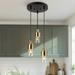 Hartwin Modern 3/5-Light Black Gold Chandelier Cylinder Glass Pendant Lights for Kitchen Island Black and Gold 3 3-Light Brass Painted 7 to 12 Inches