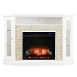 SEI Furniture Redden Wood Corner Convertible Electric Fireplace in White