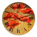 DESIGN ART Designart Vintage Blooming Poppies II Traditional wall clock 16 In. Wide x 16 In. High