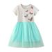 Kids Dresses Girls Floral Dress Butterfly Short Sleeve Pleated Casual Lace Dresses For Kids 2 To 7 Years