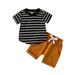 ZHAGHMIN Boys Outfits Toddler Boys Summer Short Sleeve Striped Prints Tops Shorts 2Pcs Outfits Clothes Set for Children Clothes Boys Clothes Size 5 Summer 4T Boy Outfits Boy Gift Set Baby Toddler Bo