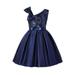 gvdentmGirls Dresses Girls Fall Dress Round Neck Long Sleeve Ruffle Fan Swing Maxi Long Dresses with Belt Blue 2-3 Years