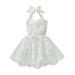 Baby Girls Romper Dress Lace Tie-Up Halter Neck Sleeveless Backless Dresses Summer Jumpsuits Dress