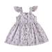 Little Girl Dresses Summer Casual Short Sleeve Casual Dress Floral Print Purple 110