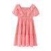 Girl s Summer Dresses Short Sleeve Mini Dress Solid Print Orange 110