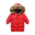 YYDGH Boy s Girls Winter Parka Jacket Hooded Puffer Ticken Coats Casual Button Zipper Hoodie Outerwears(Red 7-8 Years)