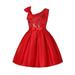 gvdentmGirls Dresses Girls Fall Dress Round Neck Long Sleeve Ruffle Fan Swing Maxi Long Dresses with Belt Red 9-10 Years