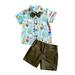 Penkiiy Toddler Baby Boys Fashion Short Sleeve Blouse Ocean Print Retro Shorts Gentleman s Suit Boys Sorts Sets Size 4 Years Multicolor 2023 Summer Deal