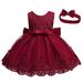 ZHAGHMIN Baby Girls Rompers Baby Girls Lace Bowknot Princess Wedding Formal Tutu Dress+Headband Set Clothes Features Girl Dresses Size 10 Birthday Dresses for Girls 5 Years Old Short Sleeve Dress G