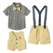 JURANMO Toddlers and Baby Boys 3-Piece Special Occasion Bow-Tie Button Down T-Shirt and Vintage Button Down Vest and Shorts Sets