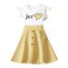 Flower Girl Dress Short Sleeve Casual Dress Plaid Print Yellow 130