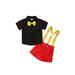 Franhais Toddler Boys Gentleman Suits Short Sleeve Bowtie Shirt + Bib Shorts 9Monthes~5Years