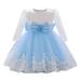 Baby Girls Ruffle Long Sleeve Lace Bowknot Flower Dresses Pageant Party Wedding Princess Dress Girls Dress plus Size