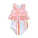 Canrulo Toddler Baby Girl Boho Daisy Rainbow Swimsuit Two Piece Infant Cute Bathing Suit Tankini Set Pink 18-24 Months