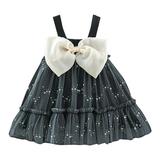 Girls Midi Dress Sleeveless Casual Dress Butterfly Print Black 10