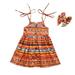 Toddler Girls Dress Sleeveless A Line Short Dress Casual Print Brown 80