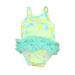 Pre-owned Cat & Jack Girls Aqua | Yellow Lemons 1-piece Swimsuit size: 3-6 Months