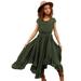 Girls Dresses Short Sleeve Casual Dress Casual Print Army Green L