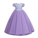 Penkiiy Children Dress Girl Puff Sleeve Princess Dress Long Sequin Dress Canonicals Easter Dresses for Toddler Girls 11-12 Years Purple On Clearance